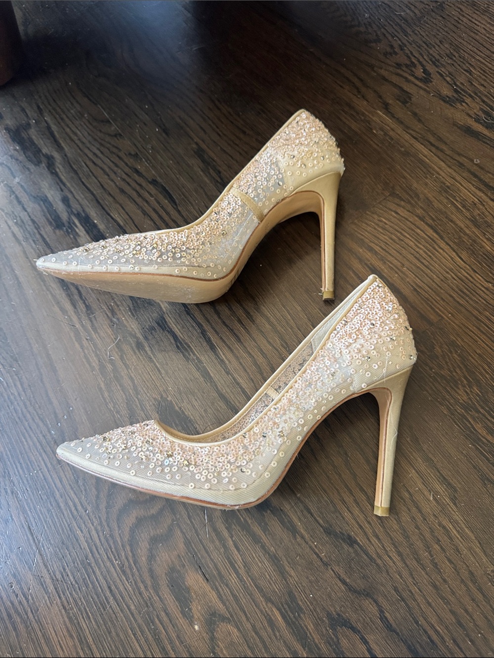 Bella Belle ELSA IVORY Illusion Mesh Ivory Sequin Heels - Picture 5 of 6